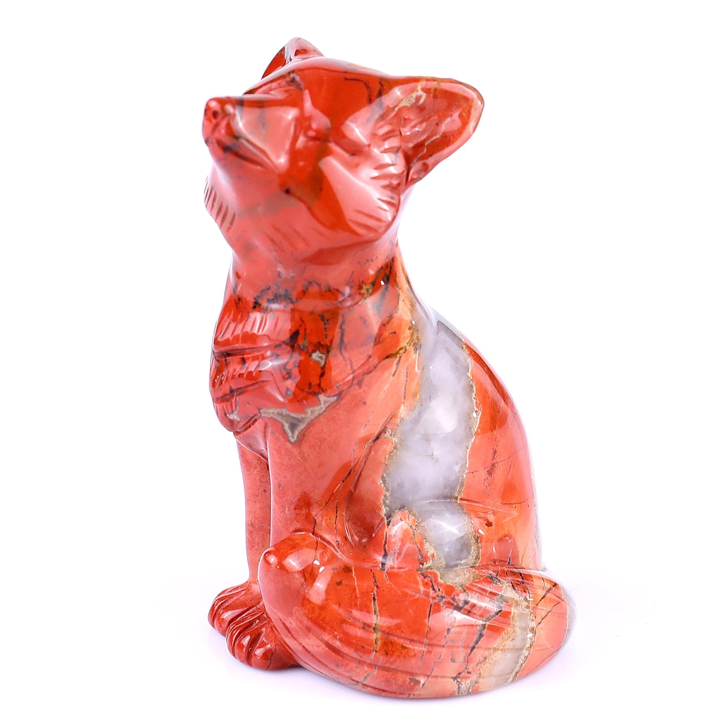 2.9" Red Jasper Hand Carved Crystal Fox Sculpture Crystallumi