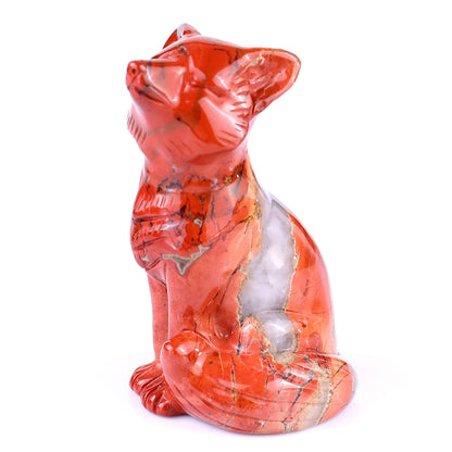 2.9" Red Jasper Hand Carved Crystal Fox Sculpture Crystallumi