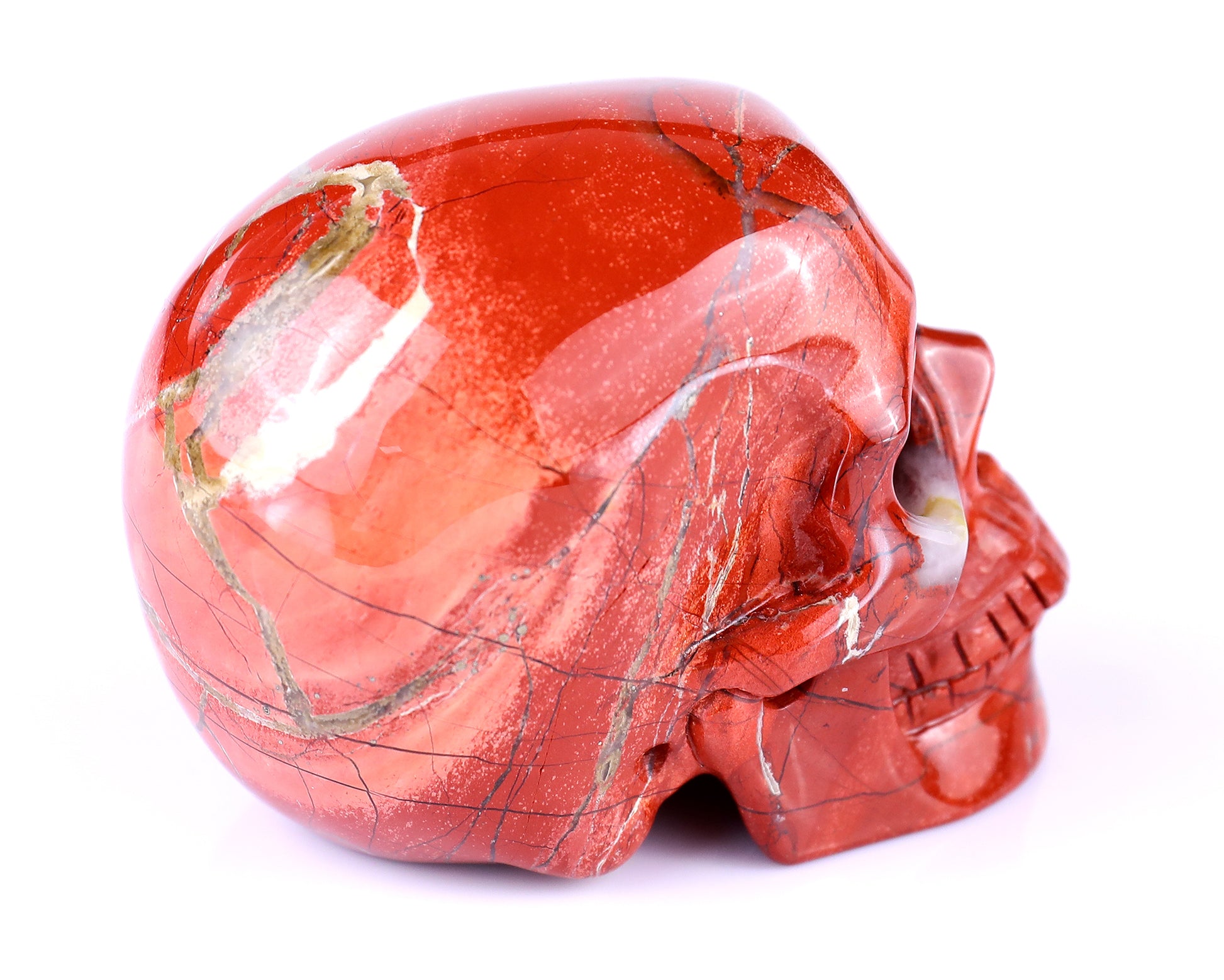 2.9" Red Jasper Hand Carved Crystal Realistic Skull Sculpture Crystallumi