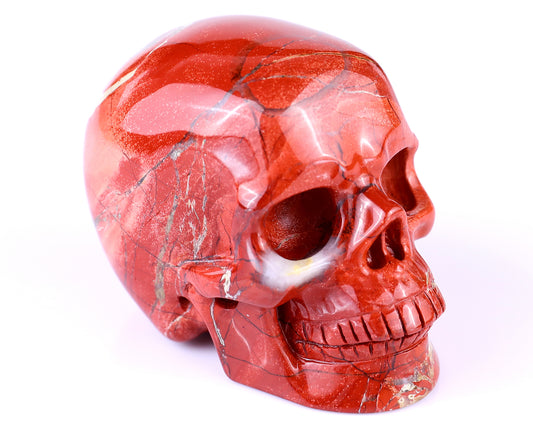 2.9" Red Jasper Hand Carved Crystal Realistic Skull Sculpture Crystallumi