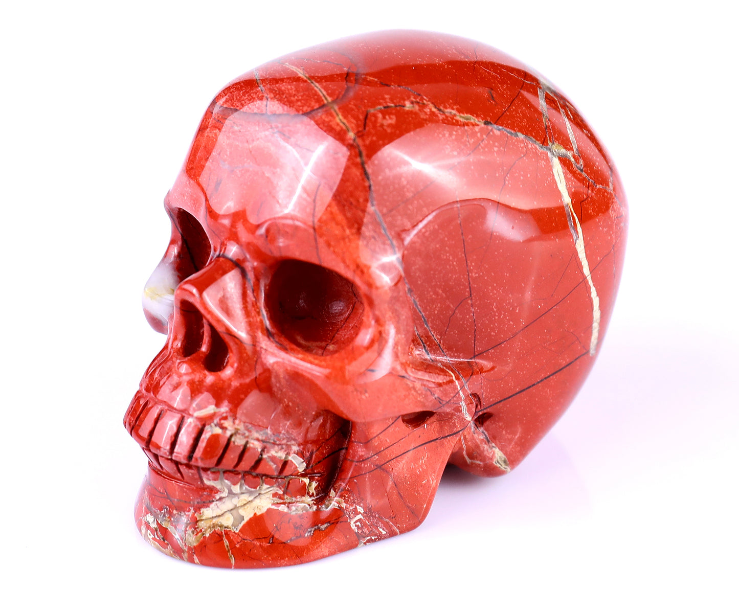 2.9" Red Jasper Hand Carved Crystal Realistic Skull Sculpture Crystallumi