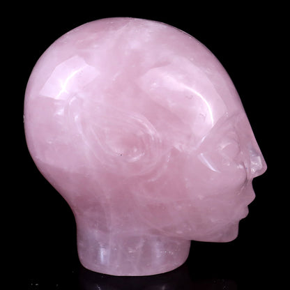 2.9" Rose Quartz Hand Carved Crystal Elf Alien Sculpture Crystallumi