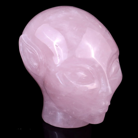 2.9" Rose Quartz Hand Carved Crystal Elf Alien Sculpture Crystallumi