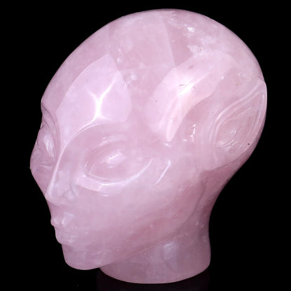 2.9" Rose Quartz Hand Carved Crystal Elf Alien Sculpture Crystallumi