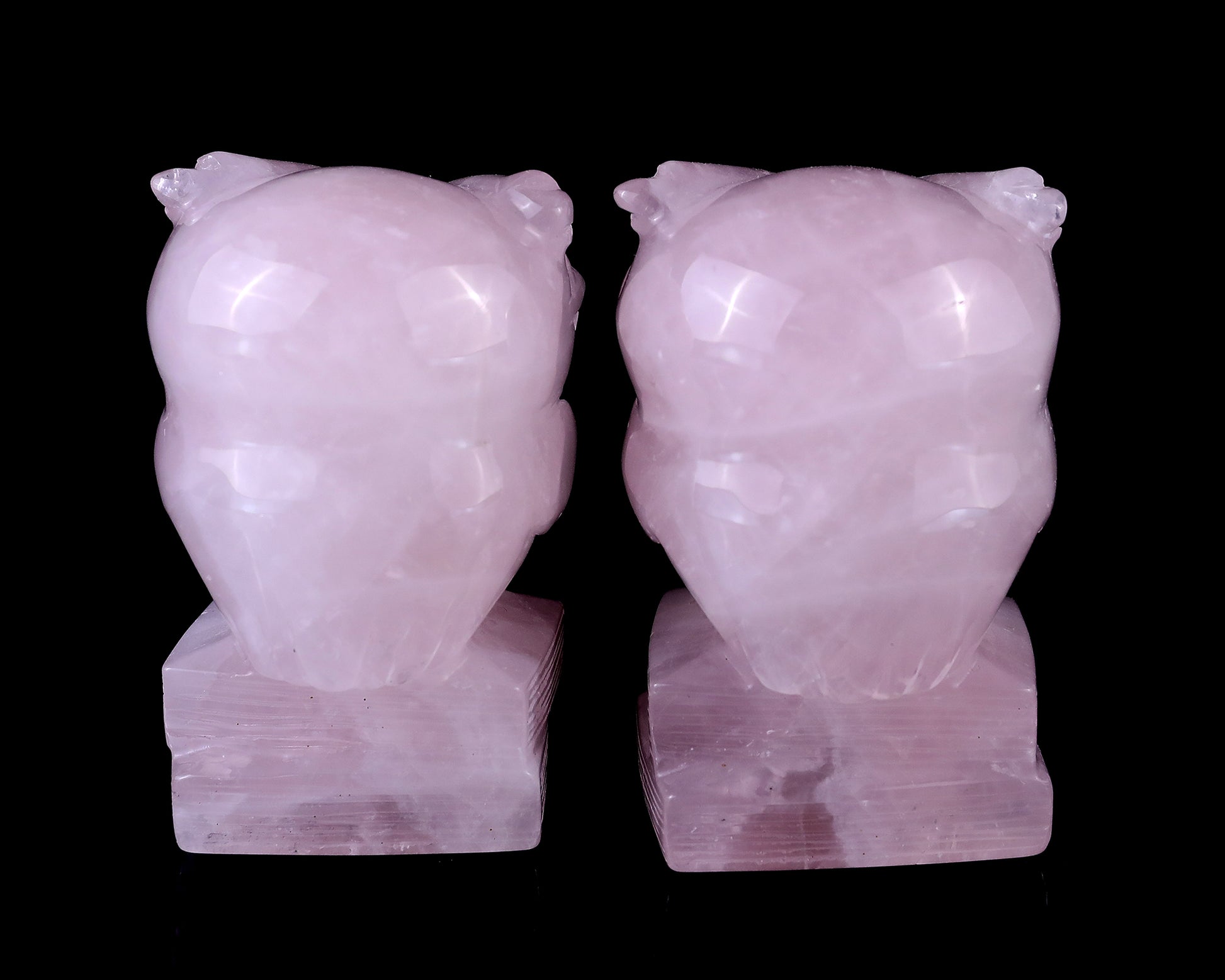 2.9" Rose Quartz Hand Carved Crystal Owl Sculpture Crystallumi