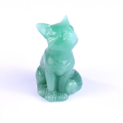 2.5" Green Aventurine Hand Carved Crystal Fox Sculpture