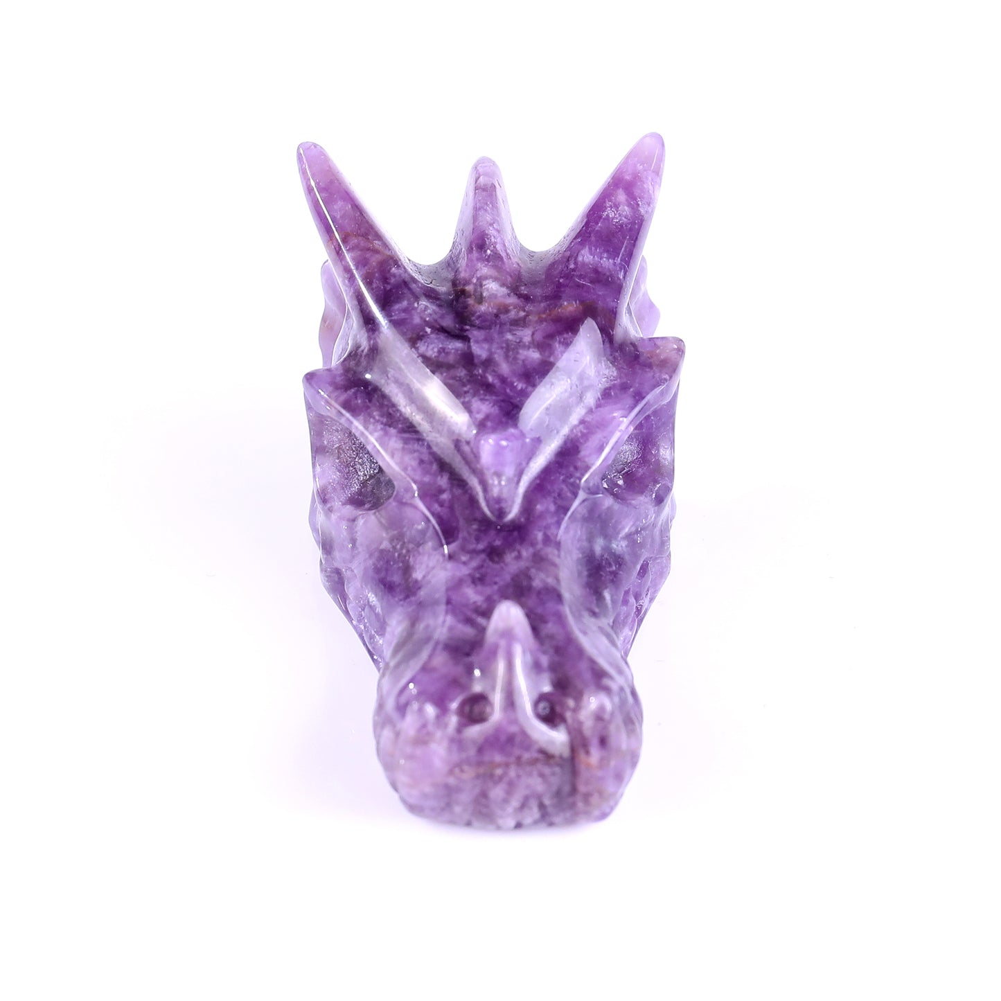 3.1" Dream Amethyst Hand Carved Crystal Dragon Skull Sculpture