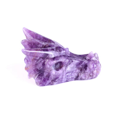 3.1" Dream Amethyst Hand Carved Crystal Dragon Skull Sculpture