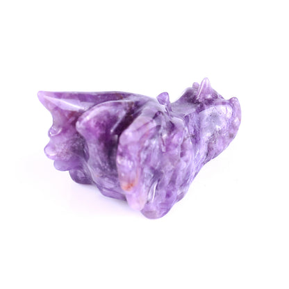 3.1" Dream Amethyst Hand Carved Crystal Dragon Skull Sculpture