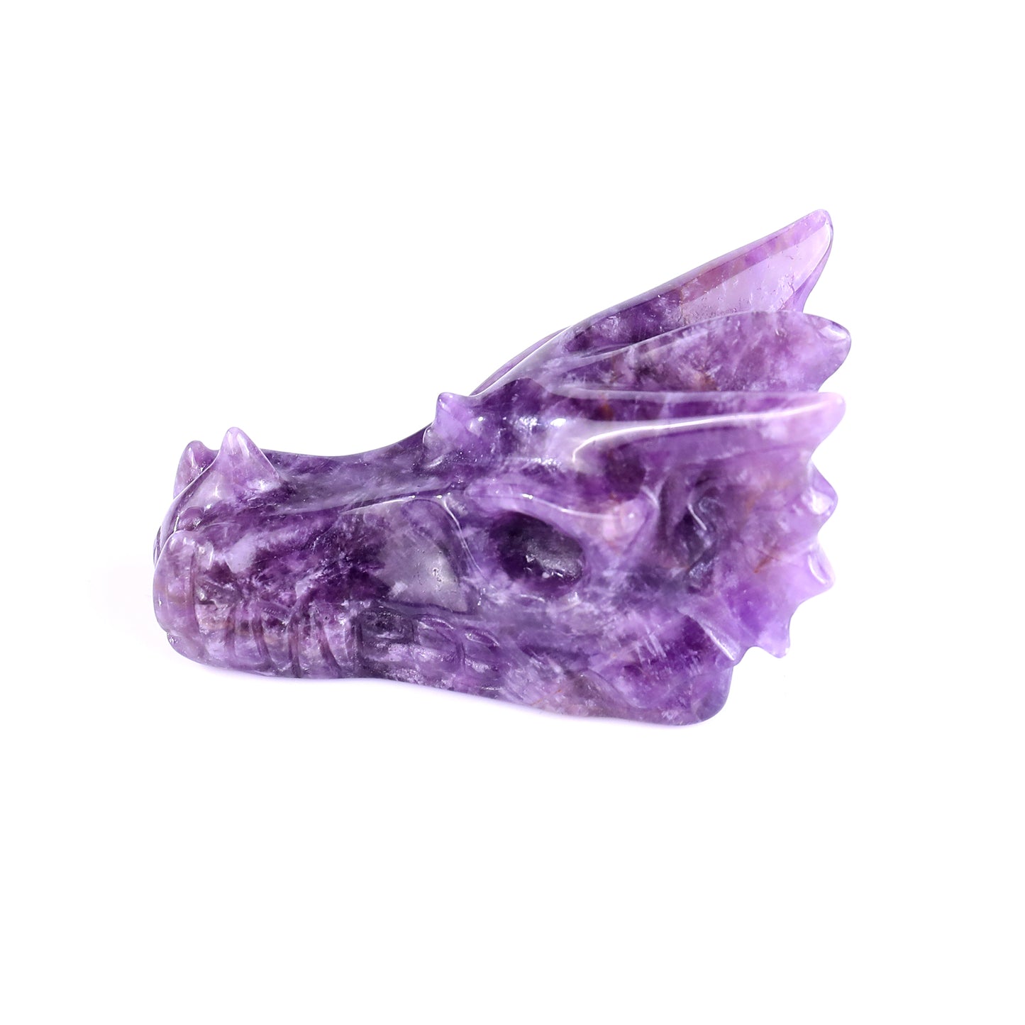 3.1" Dream Amethyst Hand Carved Crystal Dragon Skull Sculpture