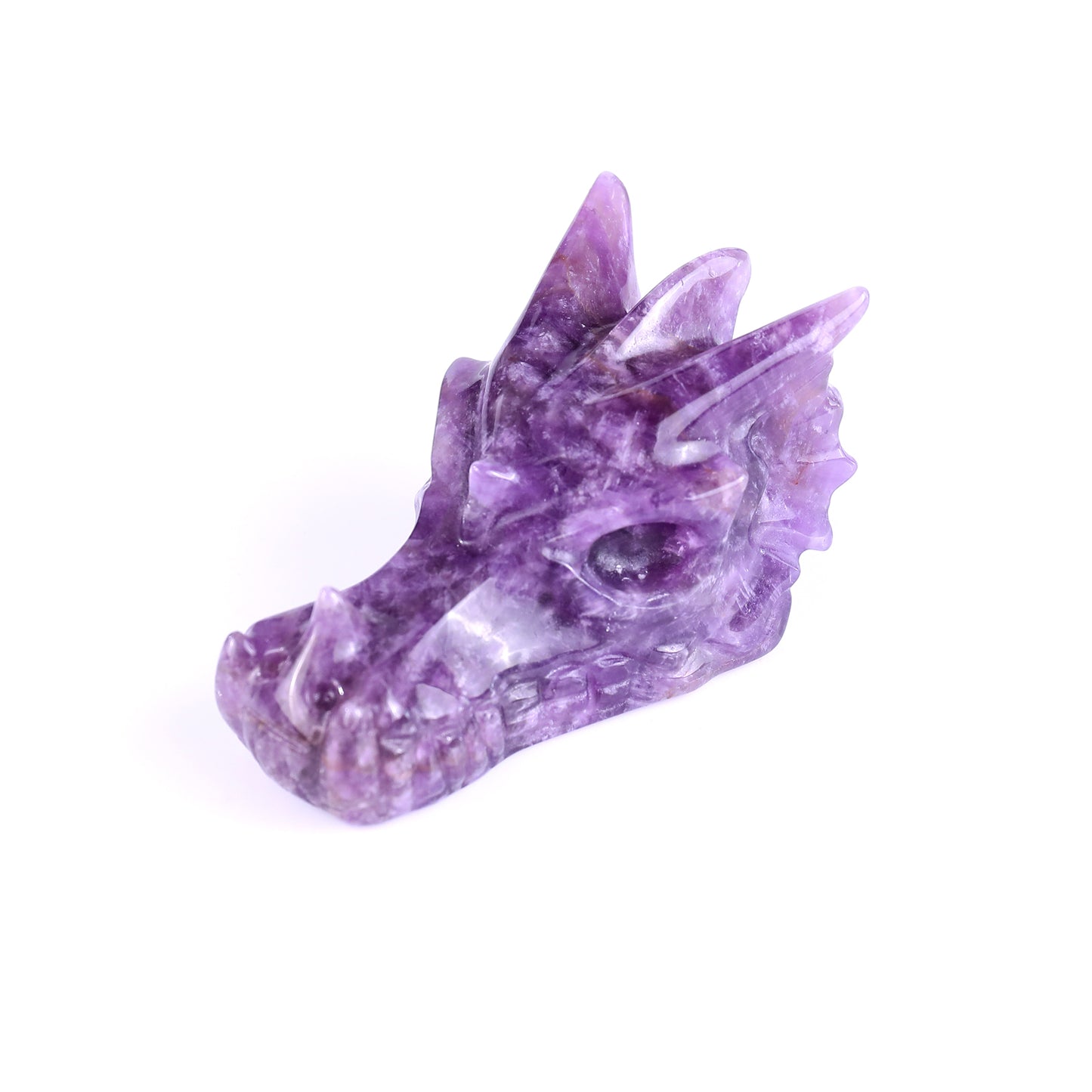 3.1" Dream Amethyst Hand Carved Crystal Dragon Skull Sculpture