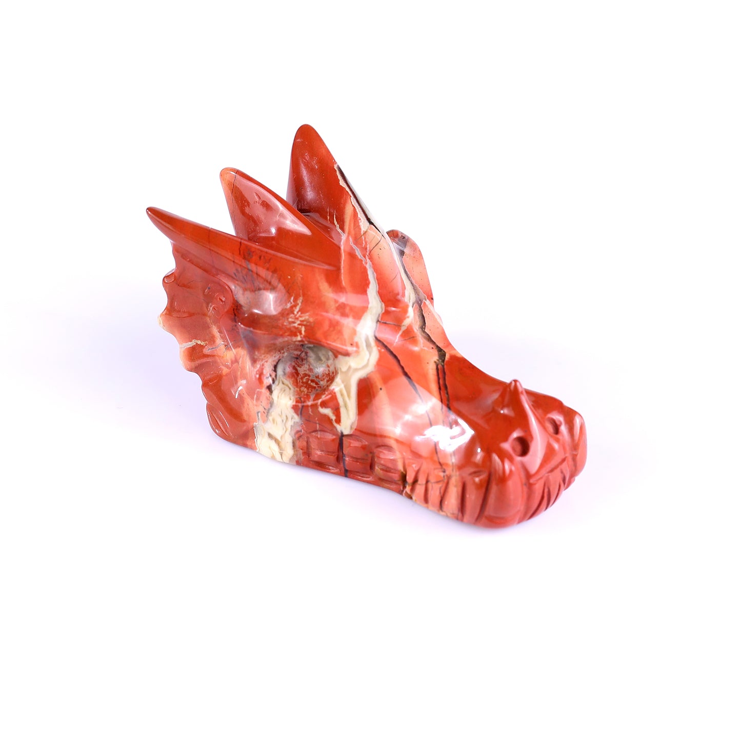 3.1" Red Jasper Hand Carved Crystal Dragon Skull Sculpture