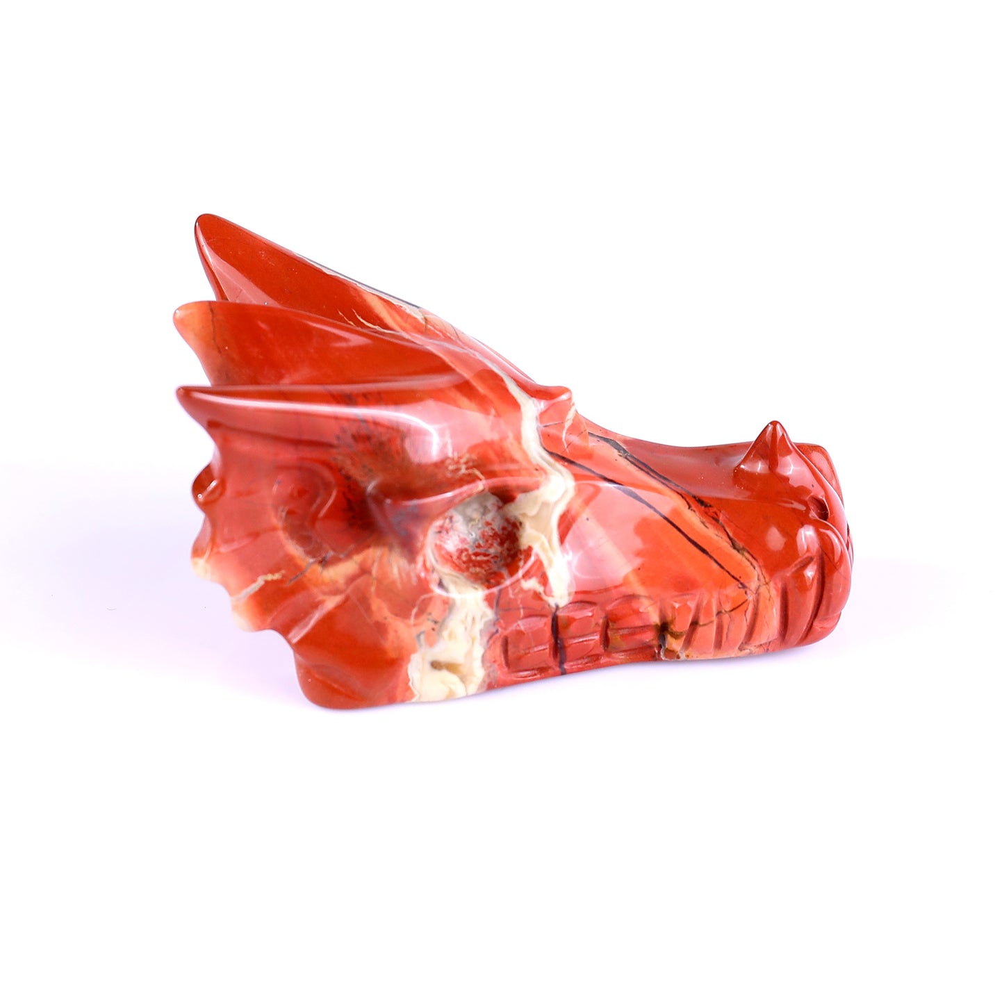 3.1" Red Jasper Hand Carved Crystal Dragon Skull Sculpture