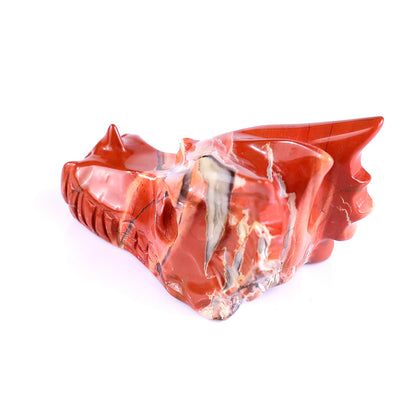 3.1" Red Jasper Hand Carved Crystal Dragon Skull Sculpture