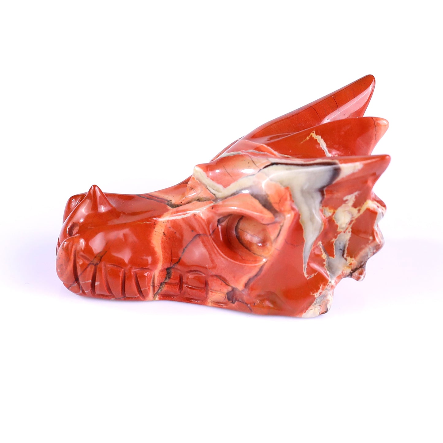 3.1" Red Jasper Hand Carved Crystal Dragon Skull Sculpture