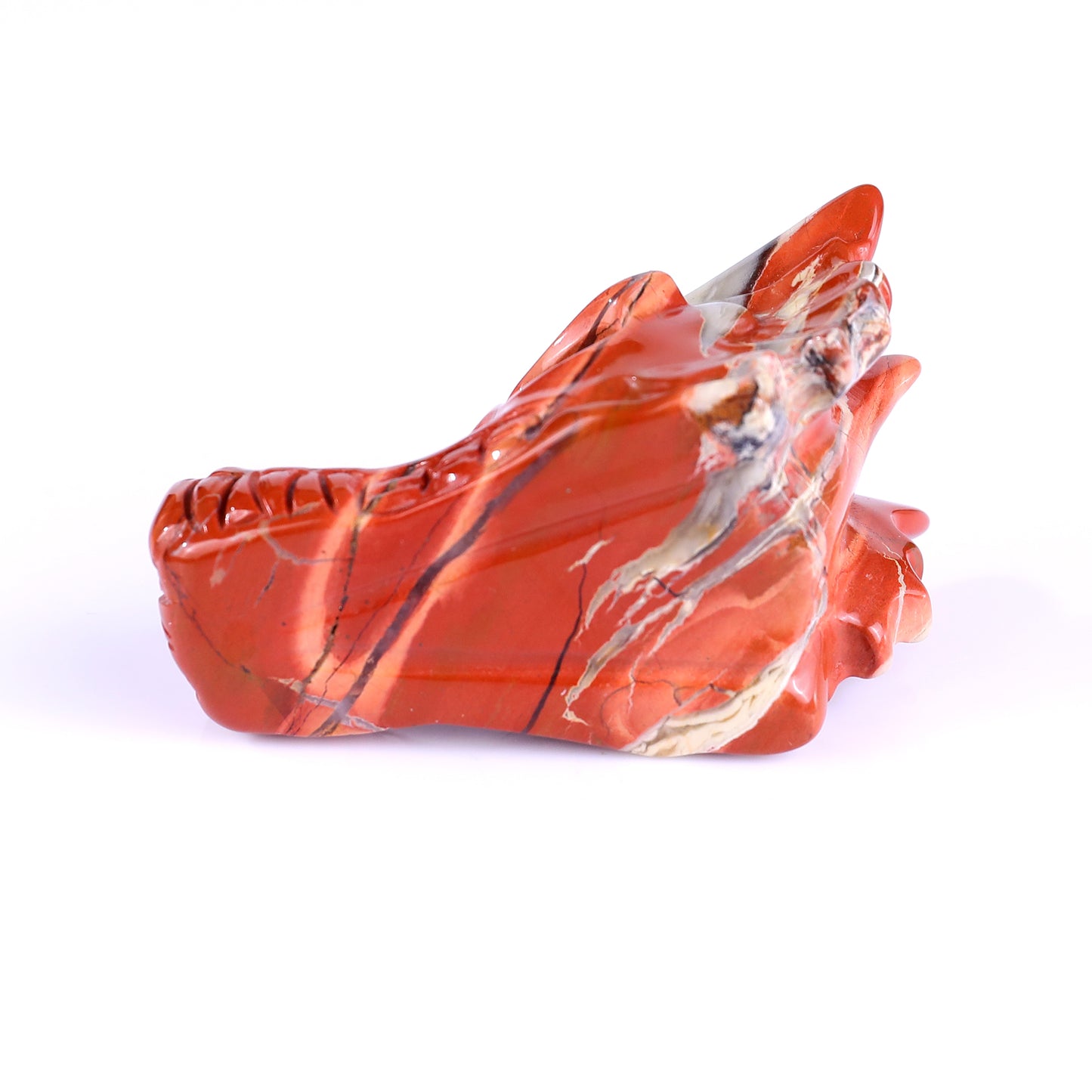 3.1" Red Jasper Hand Carved Crystal Dragon Skull Sculpture