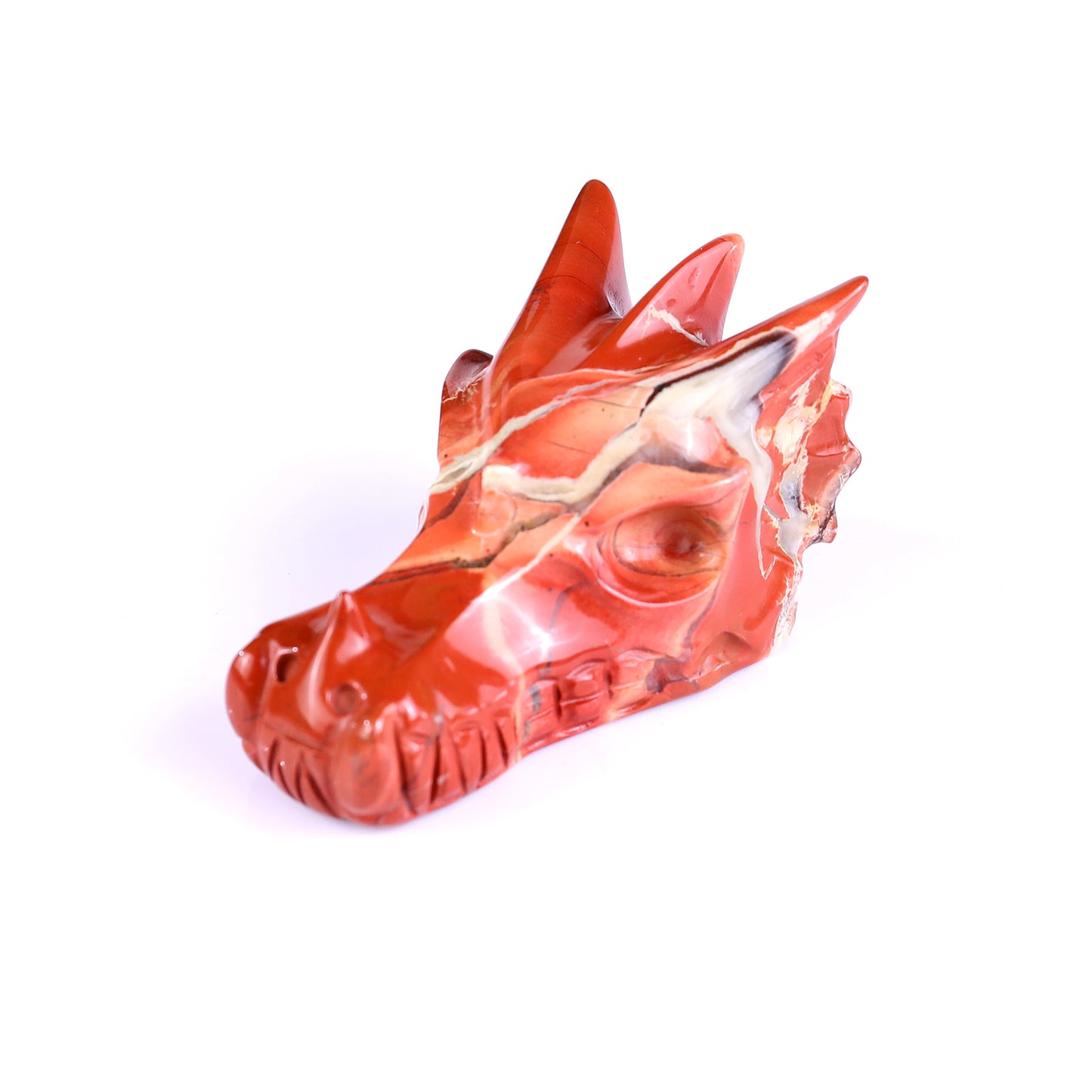 3.1" Red Jasper Hand Carved Crystal Dragon Skull Sculpture