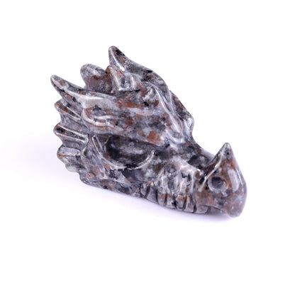 3.1" Yooperlite Hand Carved Crystal Dragon Skull Sculpture