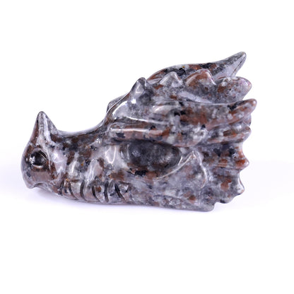 3.1" Yooperlite Hand Carved Crystal Dragon Skull Sculpture