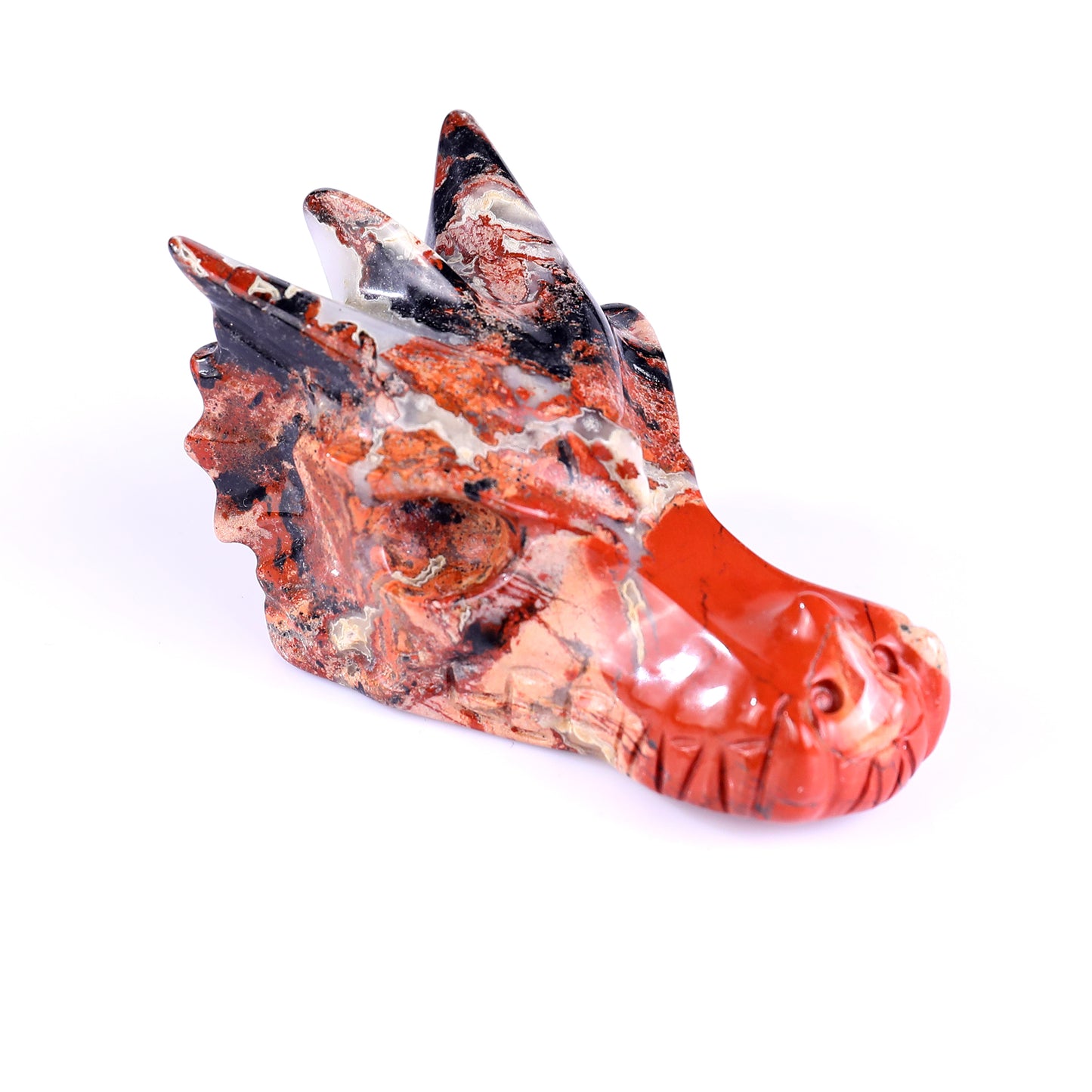 3.1" Red Jasper Hand Carved Crystal Dragon Skull Sculpture