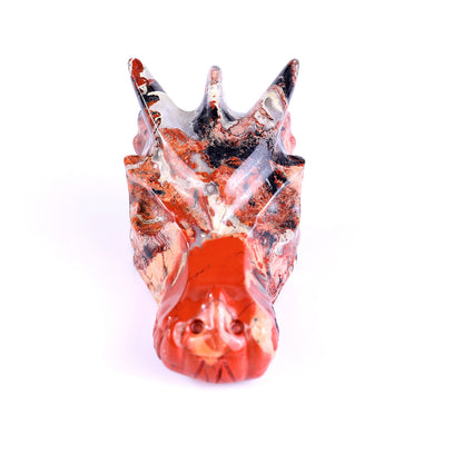 3.1" Red Jasper Hand Carved Crystal Dragon Skull Sculpture