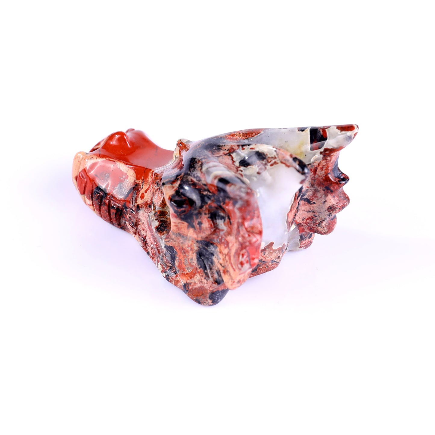 3.1" Red Jasper Hand Carved Crystal Dragon Skull Sculpture