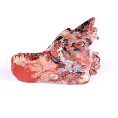 3.1" Red Jasper Hand Carved Crystal Dragon Skull Sculpture