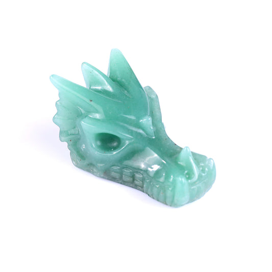 1.7" Green Aventurine Hand Carved Crystal Dragon Skull Sculpture