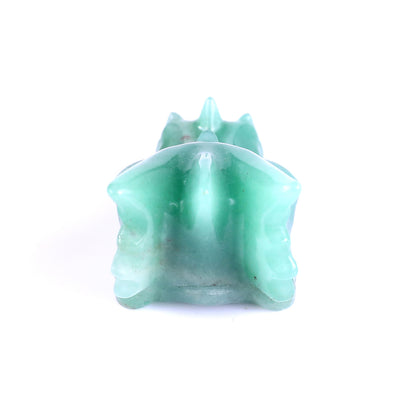 1.7" Green Aventurine Hand Carved Crystal Dragon Skull Sculpture