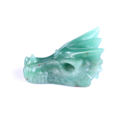 1.7" Green Aventurine Hand Carved Crystal Dragon Skull Sculpture