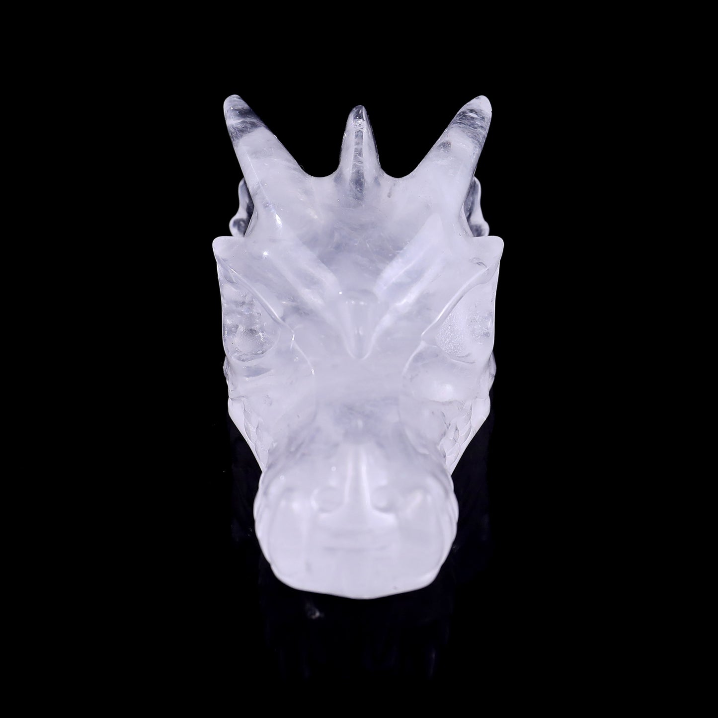 3.1" Angolan Quartz Rock Hand Carved Crystal Dragon Skull Sculpture