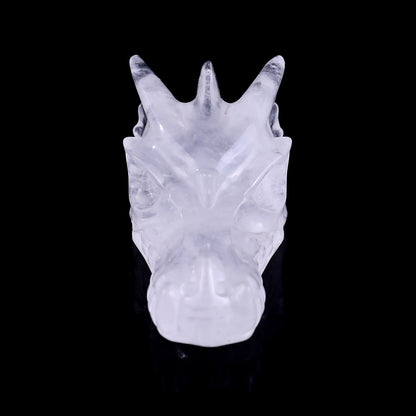 3.1" Angolan Quartz Rock Hand Carved Crystal Dragon Skull Sculpture