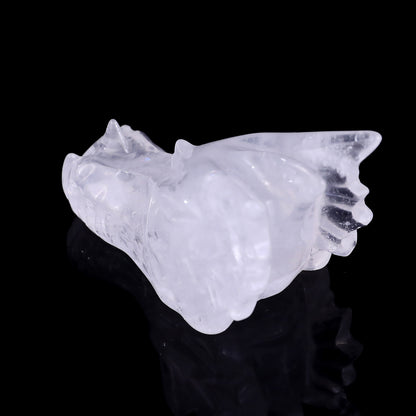 3.1" Angolan Quartz Rock Hand Carved Crystal Dragon Skull Sculpture