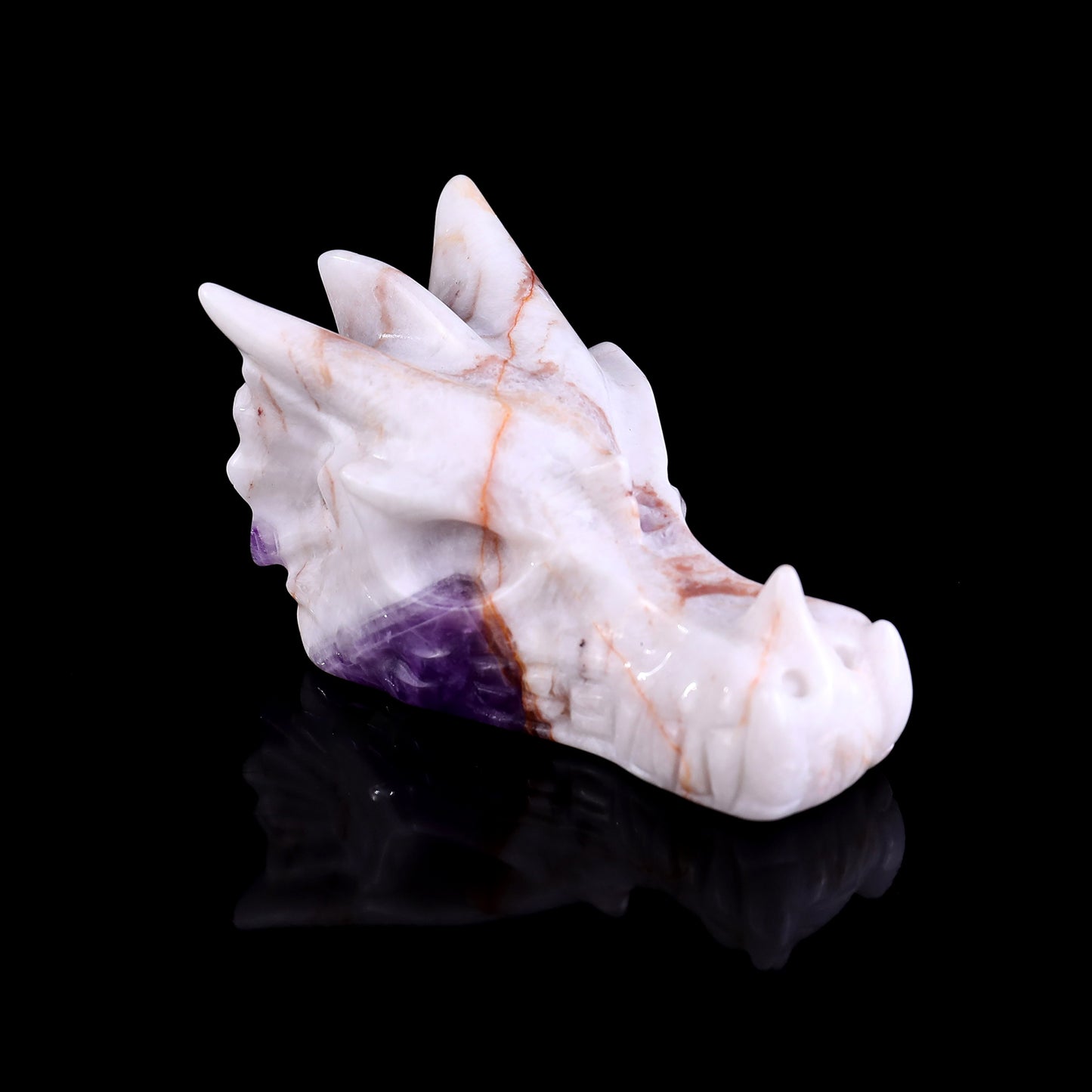 3.1" Dream Amethyst Hand Carved Crystal Dragon Skull Sculpture