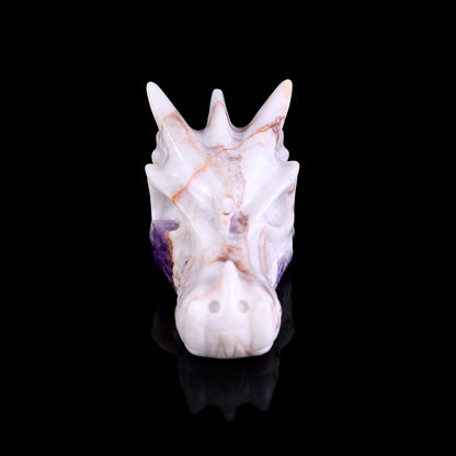 3.1" Dream Amethyst Hand Carved Crystal Dragon Skull Sculpture