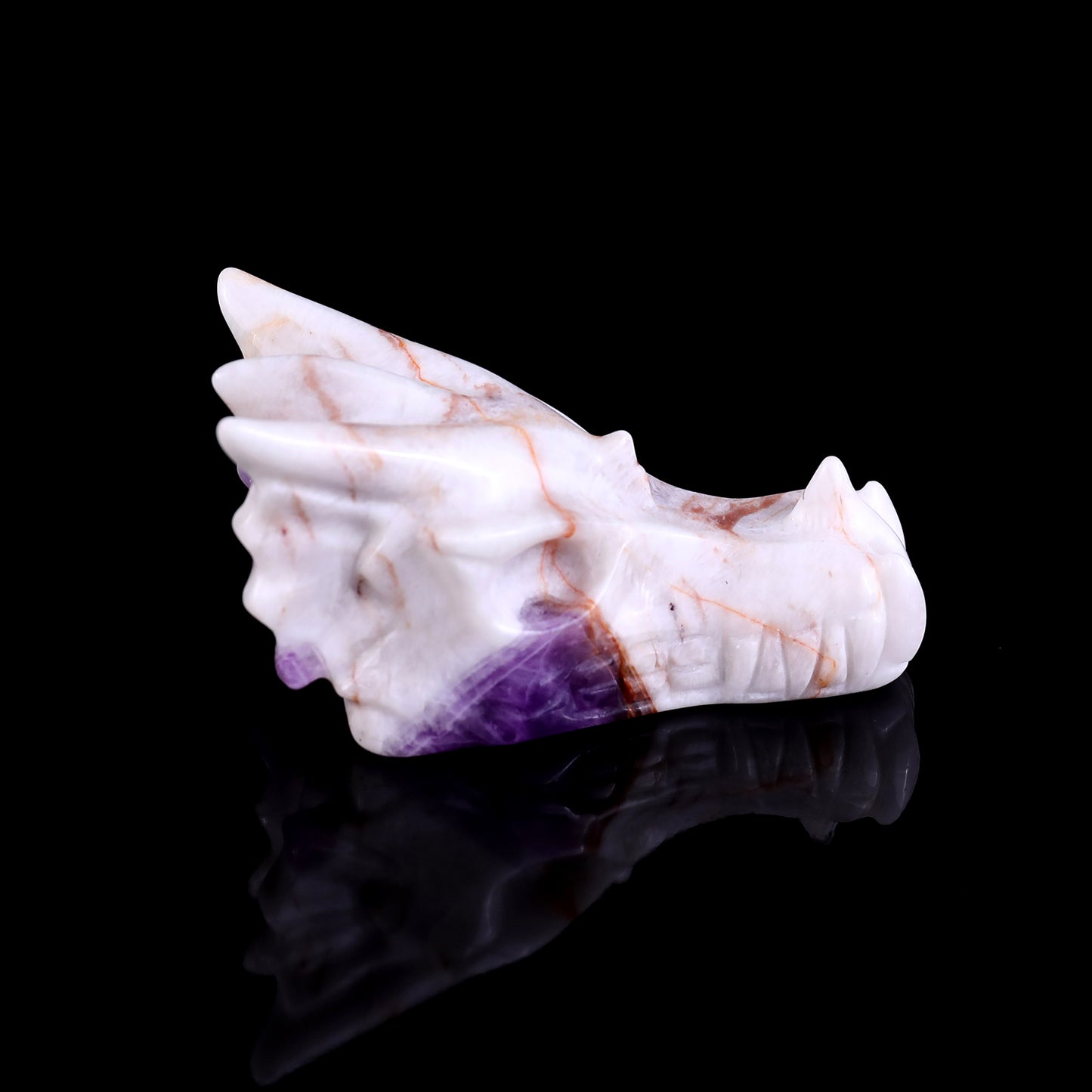 3.1" Dream Amethyst Hand Carved Crystal Dragon Skull Sculpture