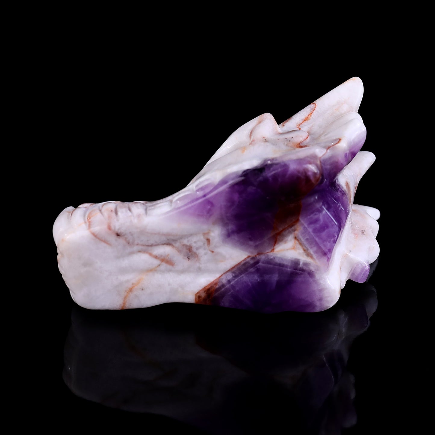 3.1" Dream Amethyst Hand Carved Crystal Dragon Skull Sculpture