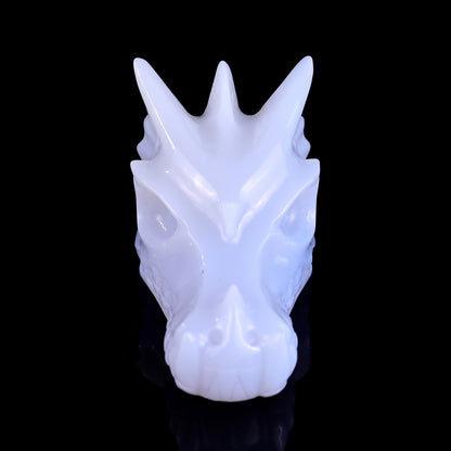 3.1" Blue Chalcedony Hand Carved Crystal Dragon Skull Sculpture