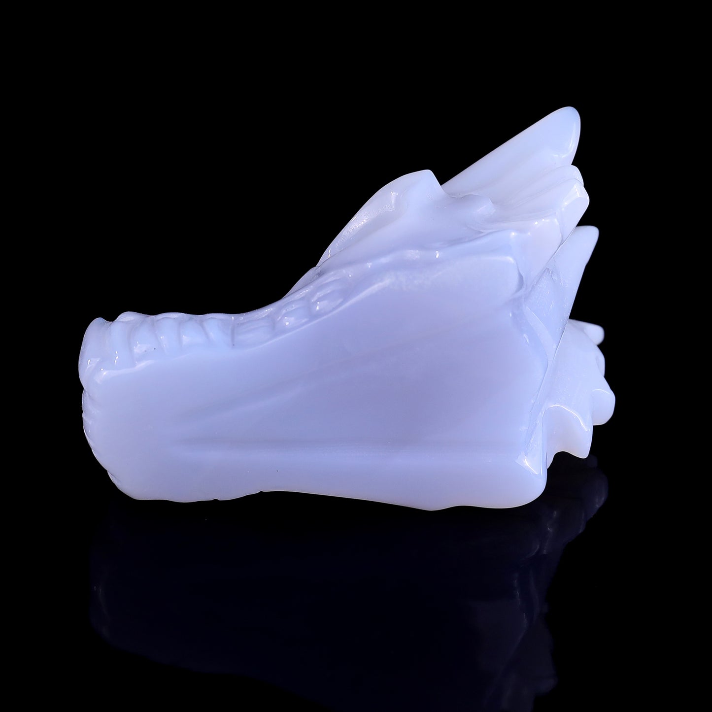 3.1" Blue Chalcedony Hand Carved Crystal Dragon Skull Sculpture