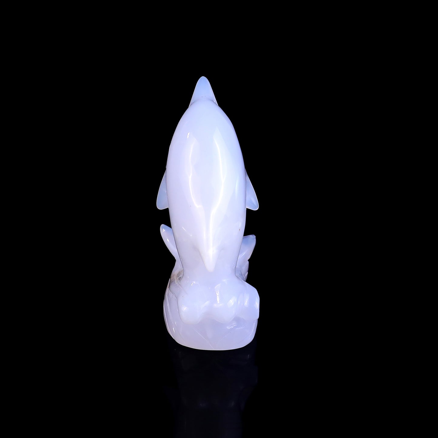 3.0" Blue Chalcedony Hand Carved Crystal Dolphin Sculpture