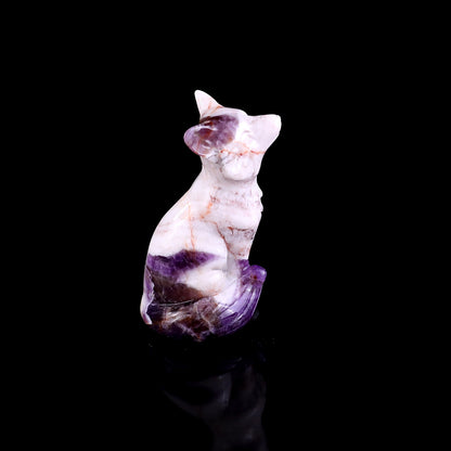 3.0" Dream Amethyst Hand Carved Crystal Fox Sculpture