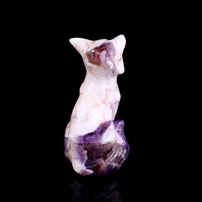 3.0" Dream Amethyst Hand Carved Crystal Fox Sculpture