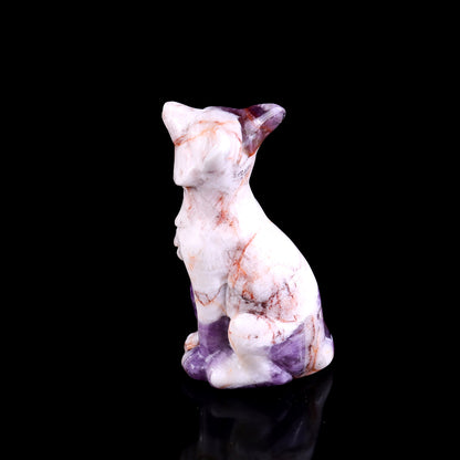 3.0" Dream Amethyst Hand Carved Crystal Fox Sculpture