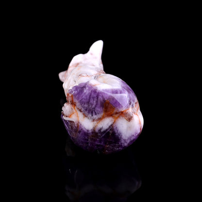 3.0" Dream Amethyst Hand Carved Crystal Fox Sculpture