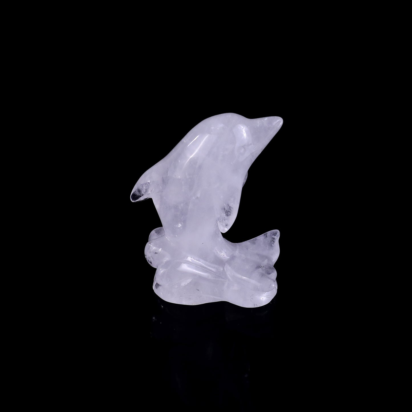 3.0" Angolan Quartz Rock Hand Carved Crystal Dolphin Sculpture