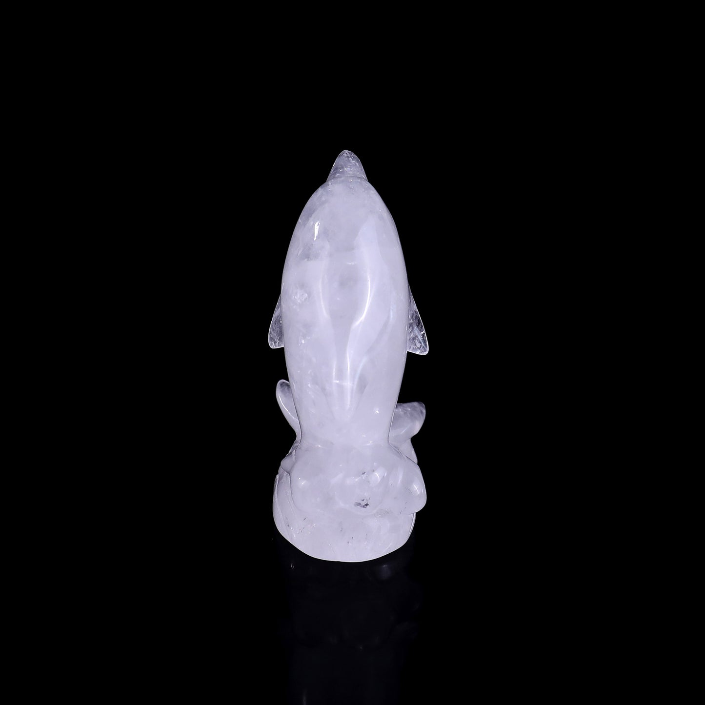 3.0" Angolan Quartz Rock Hand Carved Crystal Dolphin Sculpture