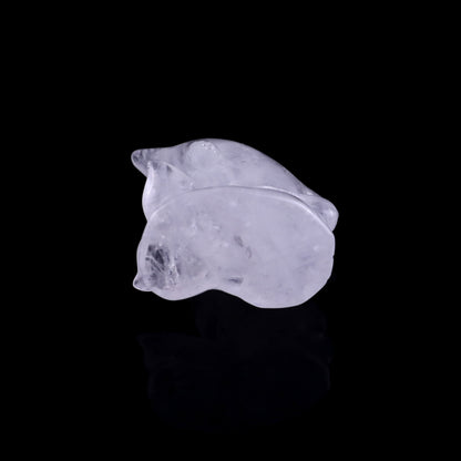 3.0" Angolan Quartz Rock Hand Carved Crystal Dolphin Sculpture