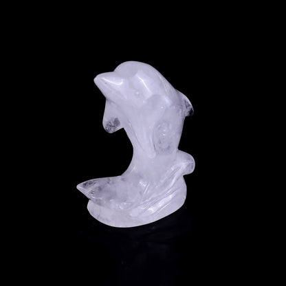 3.0" Angolan Quartz Rock Hand Carved Crystal Dolphin Sculpture