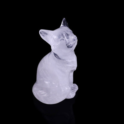 3.0" Angolan Quartz Rock Hand Carved Crystal Fox Sculpture