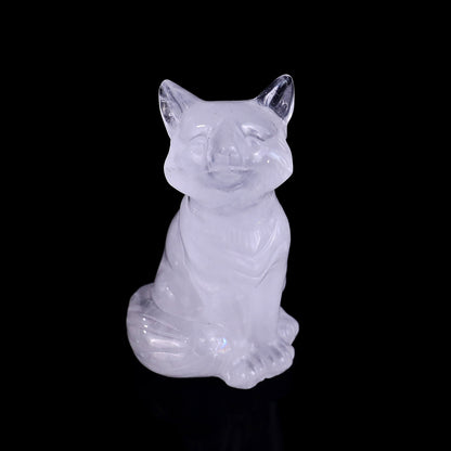 3.0" Angolan Quartz Rock Hand Carved Crystal Fox Sculpture